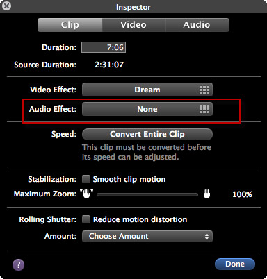 add audio clip to imovie